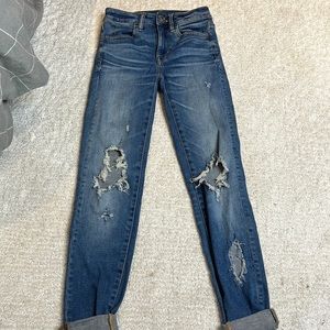 american eagle jeans, regular wash, size 00